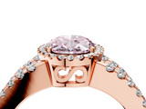 Rose gold Fancy Pink Oval  Cut Halo Split Shank Diamond Ring with Four-Prong Setting_49