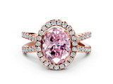 Rose gold Fancy Pink Oval  Cut Halo Split Shank Pave Set Ring_61
