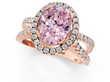 Rose gold Fancy Pink Oval  Cut Halo Split Shank Pave Set Ring_62