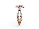 Rose gold Fancy Pink Oval  Cut Halo Split Shank Pave Set Ring_63