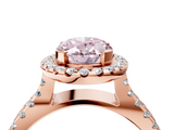Rose gold Fancy Pink Oval  Cut Halo Split Shank Pave Set Ring_65
