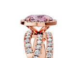 Rose gold Fancy Pink Oval  Cut Halo Split Shank Prong Setting Ring_64