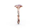Rose gold Fancy Pink Oval  Cut Halo Twisted Band Four-Prong Ring_21