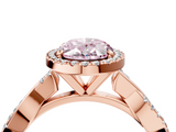Rose gold Fancy Pink Oval  Cut Halo Twisted Band Four-Prong Ring_23