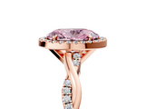 Rose gold Fancy Pink Oval  Cut Halo Twisted Band Four-Prong Ring_24