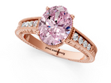 Rose gold Fancy Pink Oval  Cut Milgrain Channel Set Engagement Ring with Solitaire Prong Setting_123