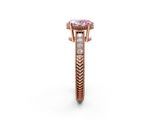 Rose gold Fancy Pink Oval  Cut Milgrain Channel Set Engagement Ring with Solitaire Prong Setting_124