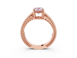 Rose gold Fancy Pink Oval  Cut Milgrain Channel Set Engagement Ring with Solitaire Prong Setting_125