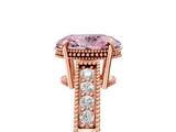 Rose gold Fancy Pink Oval  Cut Milgrain Channel Set Engagement Ring with Solitaire Prong Setting_127