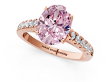 Rose gold Fancy Pink Oval  Cut Pavé Band Solitaire Ring with Four-Prong Setting_26