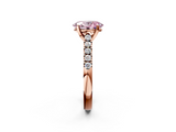 Rose gold Fancy Pink Oval  Cut Pavé Band Solitaire Ring with Four-Prong Setting_27