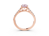Rose gold Fancy Pink Oval  Cut Pavé Band Solitaire Ring with Four-Prong Setting_28