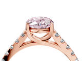 Rose gold Fancy Pink Oval  Cut Pavé Band Solitaire Ring with Four-Prong Setting_29