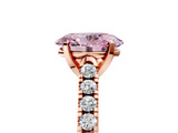 Rose gold Fancy Pink Oval  Cut Pavé Band Solitaire Ring with Four-Prong Setting_30