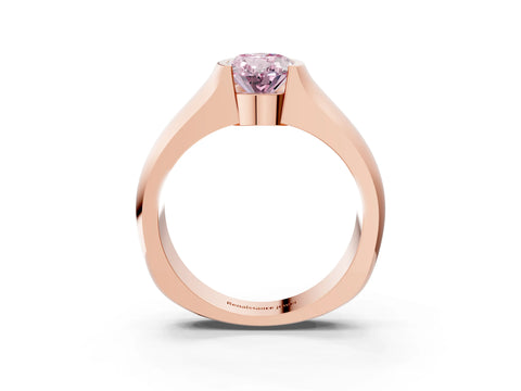Rose gold Fancy Pink Oval Cut Solitaire Bezel Set Diamond Ring with Wide Band_3