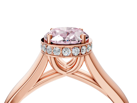 Rose gold Fancy Pink Oval Cut Solitaire Diamond Engagement Ring with Four-Prong Setting and Tapered Band_4