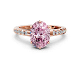 Rose gold Fancy Pink Oval Cut Solitaire Diamond Engagement Ring with Pavé Band and Six-Prong Setting_12