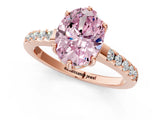 Rose gold Fancy Pink Oval Cut Solitaire Diamond Engagement Ring with Pavé Band and Six-Prong Setting_13
