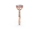 Rose gold Fancy Pink Oval Cut Solitaire Diamond Engagement Ring with Pavé Band and Six-Prong Setting_14