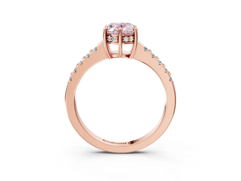 Rose gold Fancy Pink Oval Cut Solitaire Diamond Engagement Ring with Pavé Band and Six-Prong Setting_15