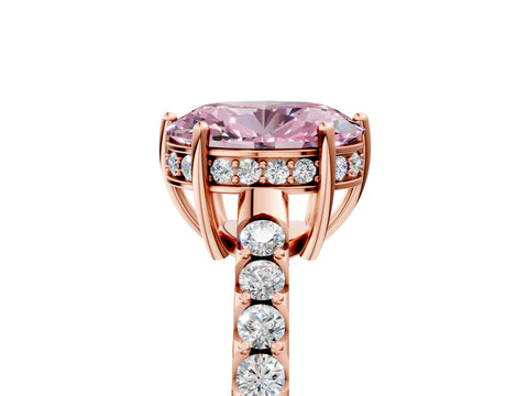 Rose gold Fancy Pink Oval Cut Solitaire Diamond Engagement Ring with Pavé Band and Six-Prong Setting_17