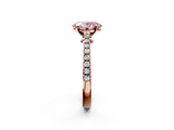 Rose gold Fancy Pink Oval  Cut Solitaire Diamond Engagement Ring with Pave Band and Four-Prong Setting_178