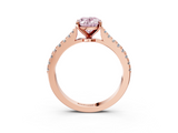 Rose gold Fancy Pink Oval  Cut Solitaire Diamond Engagement Ring with Pave Band and Four-Prong Setting_179