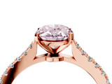 Rose gold Fancy Pink Oval  Cut Solitaire Diamond Engagement Ring with Pave Band and Four-Prong Setting_180