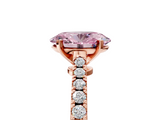 Rose gold Fancy Pink Oval  Cut Solitaire Diamond Engagement Ring with Pave Band and Four-Prong Setting_181