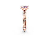 Rose gold Fancy Pink Oval Cut Solitaire Diamond Engagement Ring with Twisted Pave Band and Four-Prong Setting_5