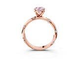 Rose gold Fancy Pink Oval Cut Solitaire Diamond Engagement Ring with Twisted Pave Band and Four-Prong Setting_6
