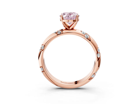 Rose gold Fancy Pink Oval Cut Solitaire Diamond Engagement Ring with Twisted Pave Band and Four-Prong Setting_6