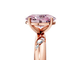 Rose gold Fancy Pink Oval Cut Solitaire Diamond Engagement Ring with Twisted Pave Band and Four-Prong Setting_8