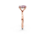 Rose gold Fancy Pink Oval Cut Solitaire Diamond Ring with Prong Setting and Plain Band_2