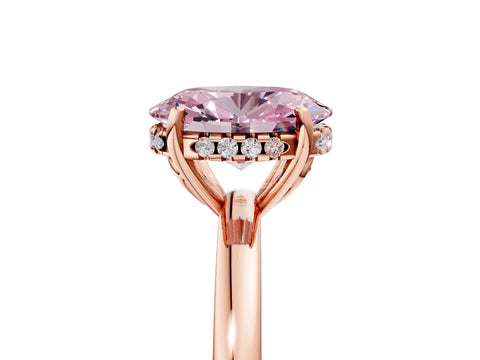 Rose gold Fancy Pink Oval Cut Solitaire Diamond Ring with Prong Setting and Plain Band_5