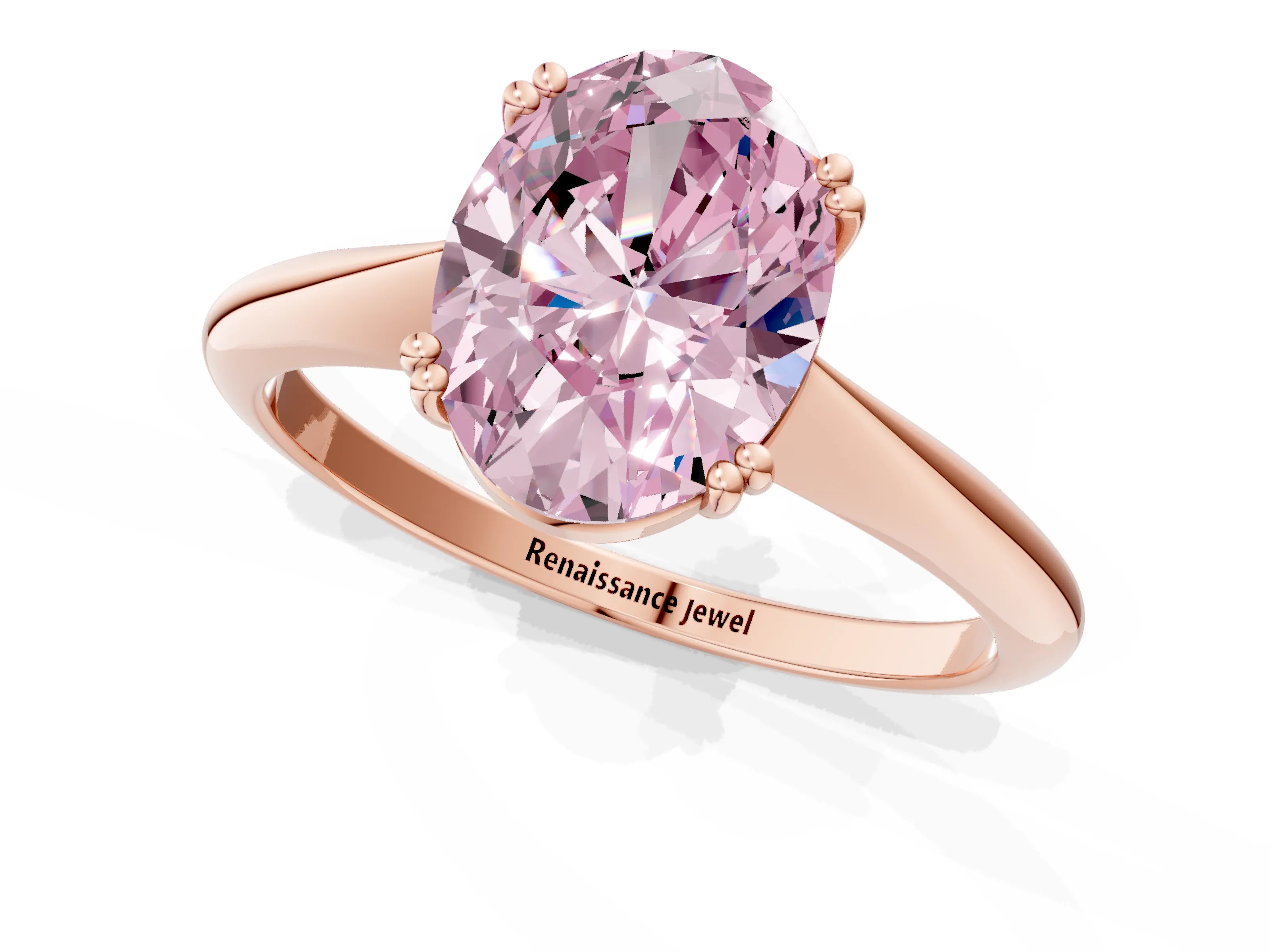 Rose gold Fancy Pink Oval Cut Solitaire Diamond Ring with Six-Prong Setting and Classic Band_1