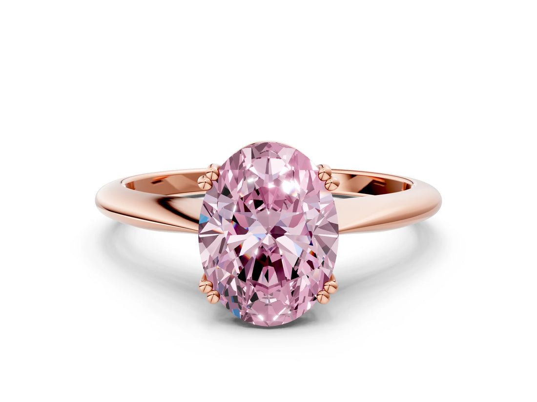 Rose gold Fancy Pink Oval Cut Solitaire Diamond Ring with Six-Prong Setting and Classic Band_12