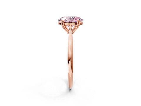 Rose gold Fancy Pink Oval Cut Solitaire Diamond Ring with Six-Prong Setting and Classic Band_2