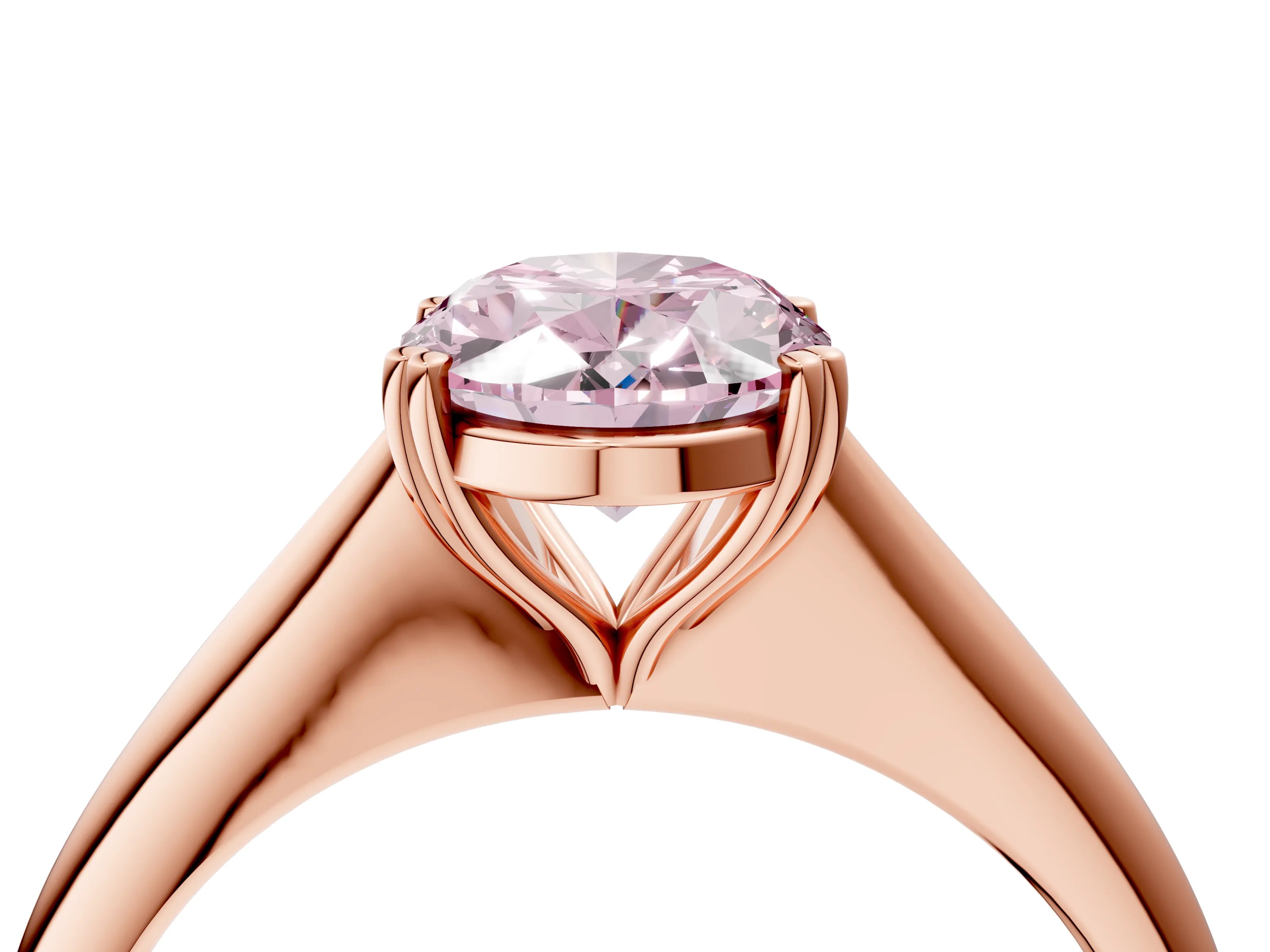Rose gold Fancy Pink Oval Cut Solitaire Diamond Ring with Six-Prong Setting and Classic Band_4