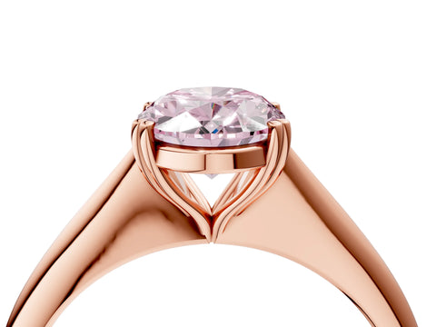 Rose gold Fancy Pink Oval Cut Solitaire Diamond Ring with Six-Prong Setting and Classic Band_4