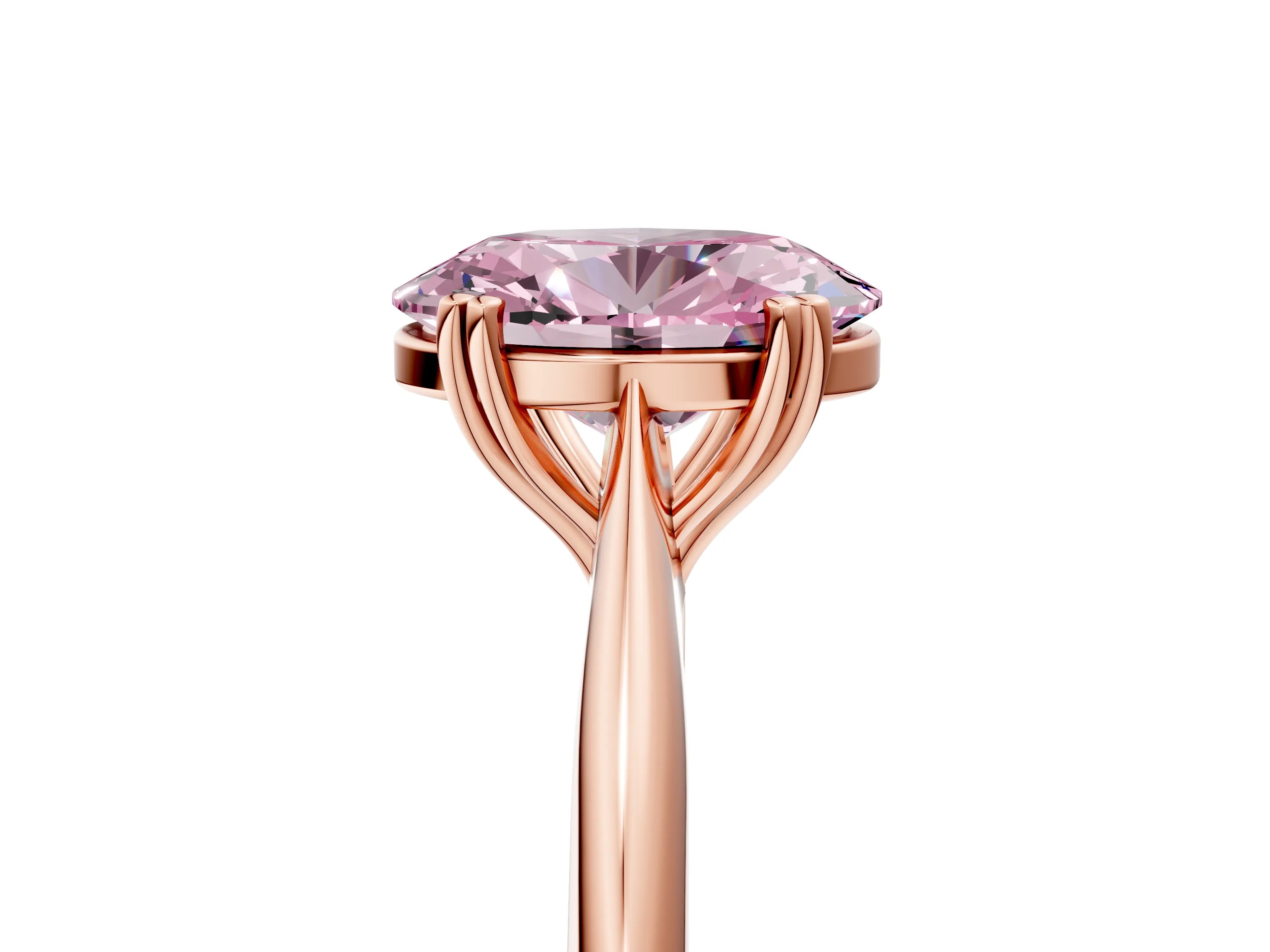 Rose gold Fancy Pink Oval Cut Solitaire Diamond Ring with Six-Prong Setting and Classic Band_5