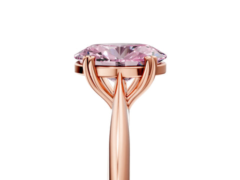 Rose gold Fancy Pink Oval Cut Solitaire Diamond Ring with Six-Prong Setting and Classic Band_5