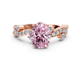 Rose gold Fancy Pink Oval  Cut Solitaire Diamond Twisted Band with Pave Setting_59