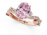 Rose gold Fancy Pink Oval  Cut Solitaire Diamond Twisted Band with Pave Setting_60