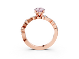 Rose gold Fancy Pink Oval  Cut Solitaire Diamond Twisted Band with Pave Setting_62