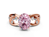 Rose gold Fancy Pink Oval  Cut Solitaire Diamond with Side Stones on Criss-Cross Band and Four-Prong Setting_3