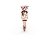 Rose gold Fancy Pink Oval  Cut Solitaire Diamond with Side Stones on Criss-Cross Band and Four-Prong Setting_5
