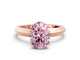 Rose gold Fancy Pink Oval  Cut Solitaire Engagement Ring with Flat Band and Four-Prong Setting 1