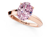 Rose gold Fancy Pink Oval  Cut Solitaire Engagement Ring with Flat Band and Four-Prong Setting 2