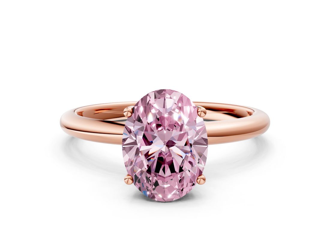 Rose gold Fancy Pink Oval  Cut Solitaire Engagement Ring with Four-Prong Setting and Classic Band_19
